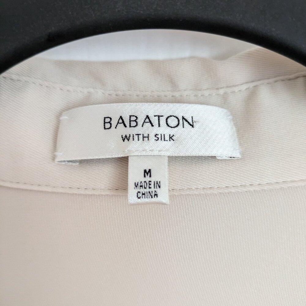 Babaton Women's Button-up Silk Blouse in Light Beige/Cream - Size US S/M